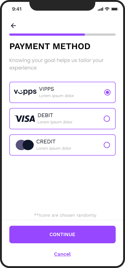 Payment method selection
